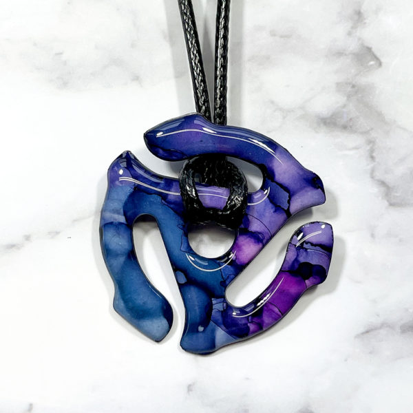 Purple Violet Blue 45 Adapter Abstract Art Pendant Necklace