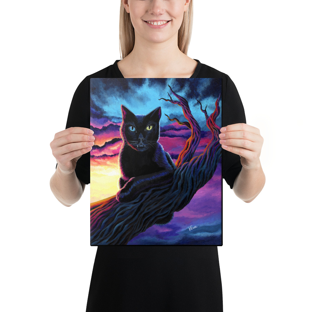 "Salem" black cat in a tree during sunset - Image 2