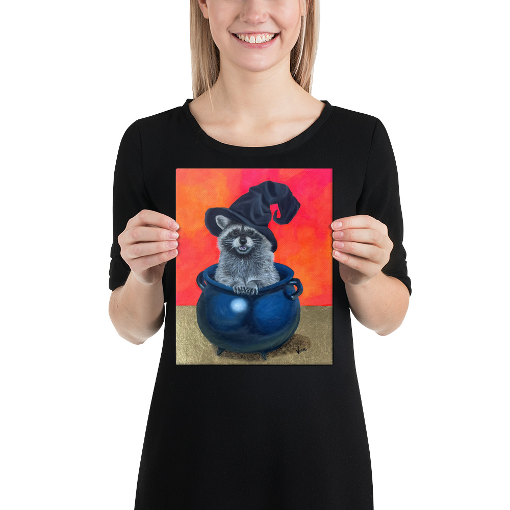 "He's Called Ron" raccoon in a cauldron wearing a witch hat - Image 3