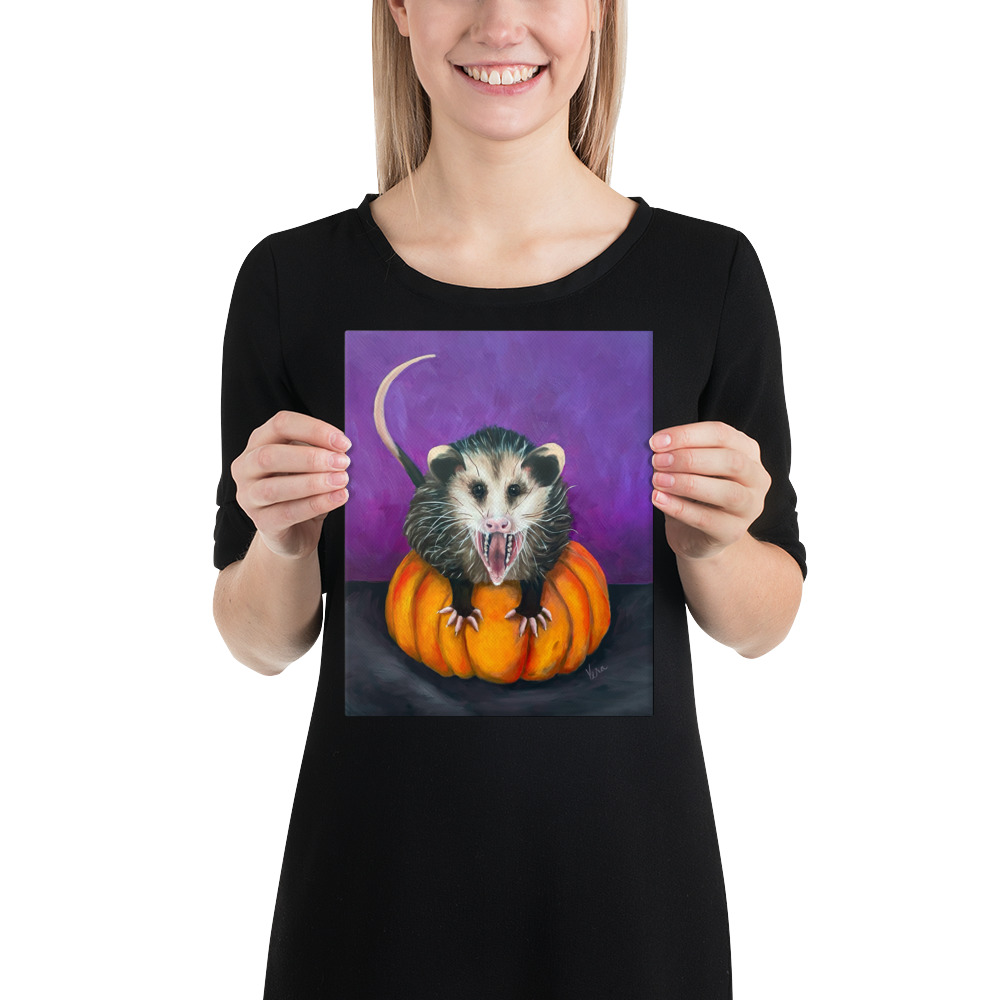 "Gourdon" opossum on an orange gourd - Image 3
